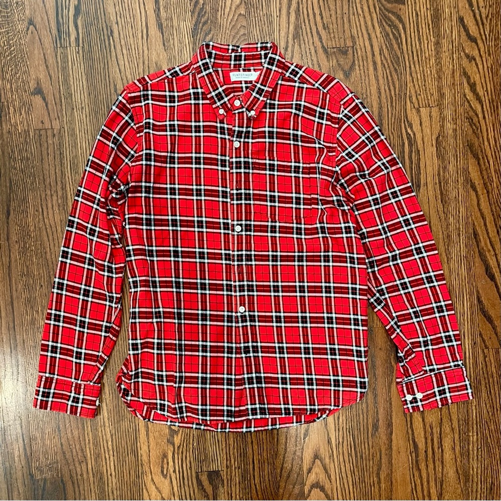 Huckberry Flint and Tinder Men’s Red Plaid Flannel Shirt